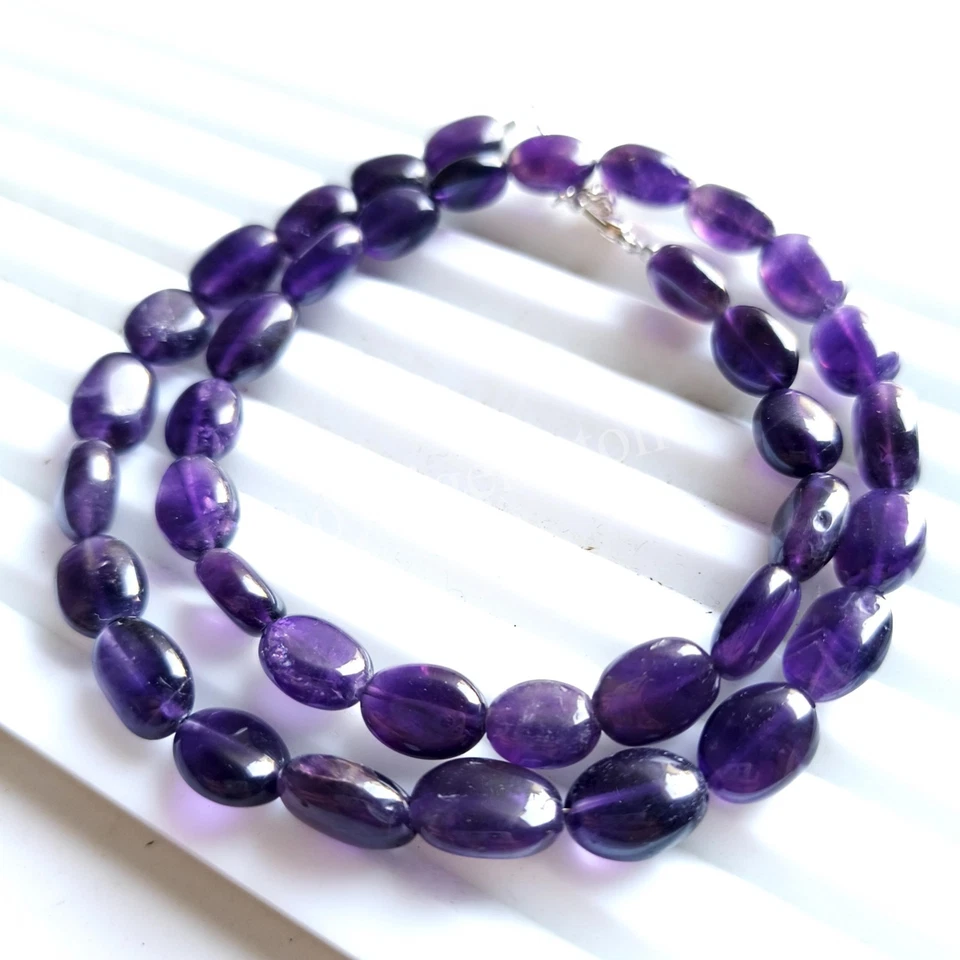 Collar de Cuentas de Amatista, Pepitas de Amatista Azul Púrpura Piedras Preciosas Cuentas de Amatista Foto 3 de 3