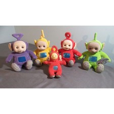 Teletubbies Complete Set Of Four Vintage 1998 Plushy 9.5" Plus One 6" Hard Face