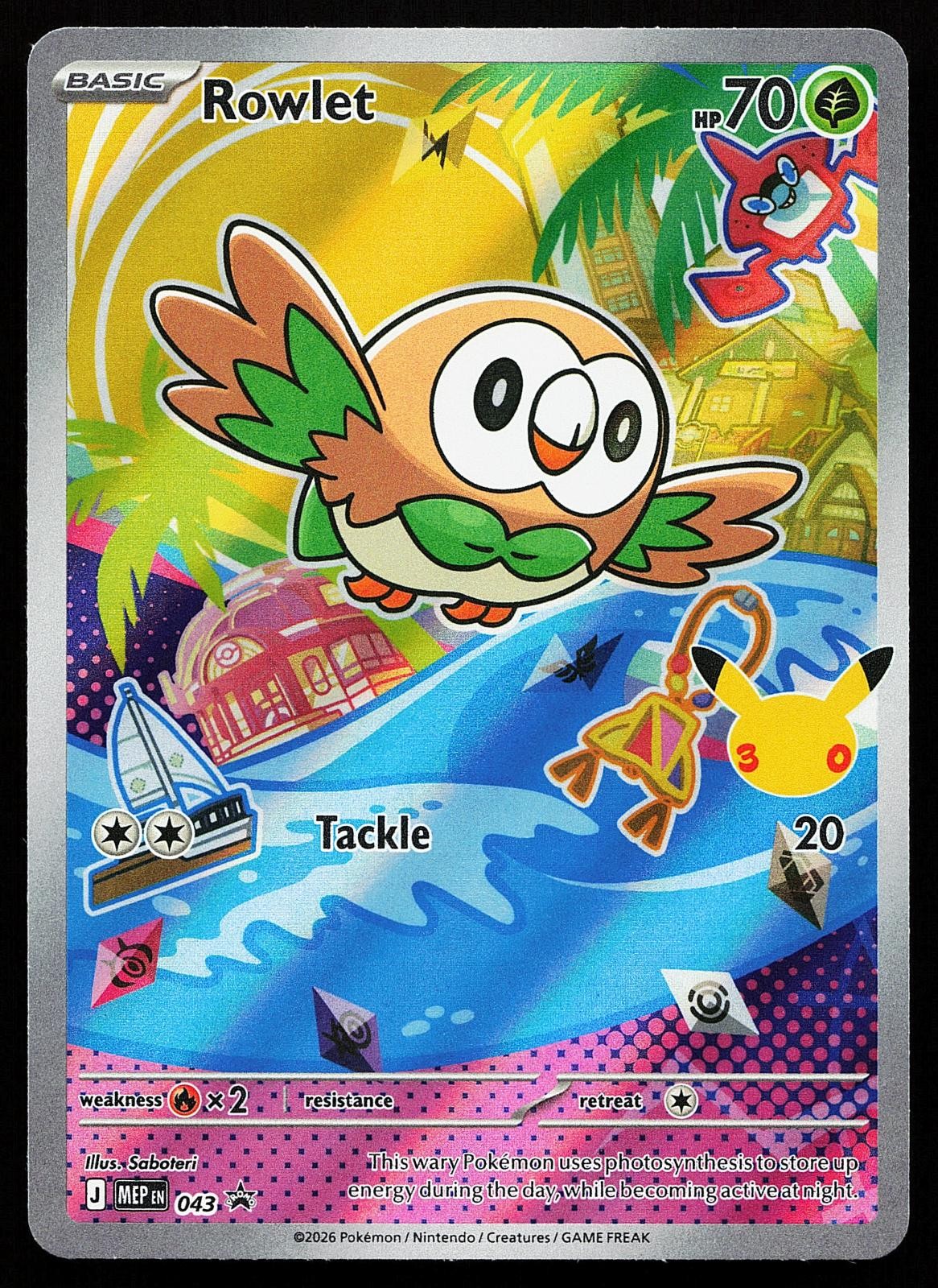 Rowlet 043 Holo Mega Evolution Promo Pokemon Card