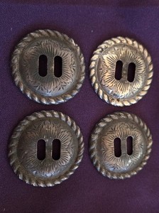4 Vtg SOLID Sterling Silver Scalloped Headstall Bridle Slotted Conchos - Bohlin?