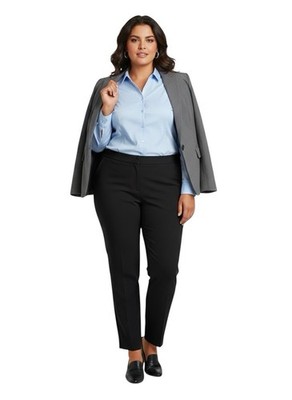 Marina Rinaldi Pants Size 23 US 14 Black Italy Luxury Straight Leg NWT $370