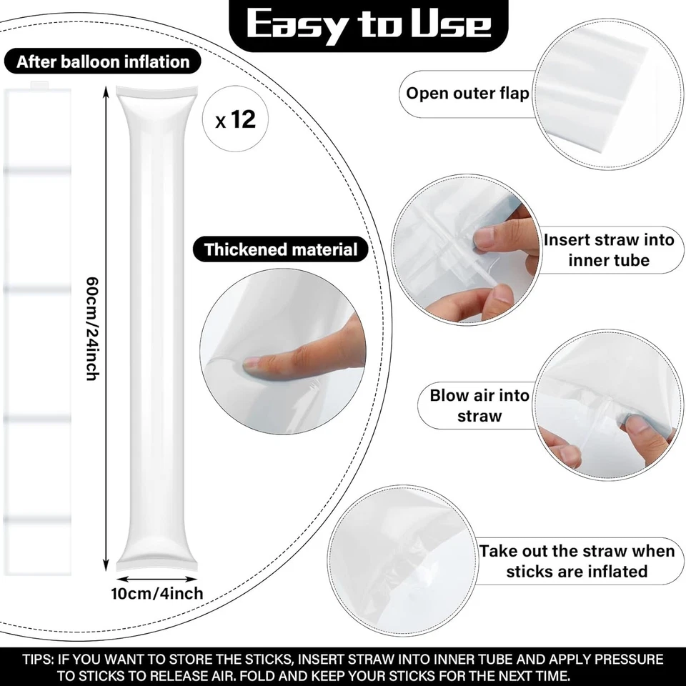 Sosation 36 Pcs Team Spirit Accessories, Cheerleading Pom Poms Hand White  - Image 3 of 4