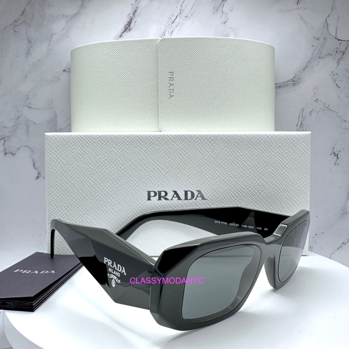 New PRADA Sunglasses SPR17W Black PR 17WS 1AB5S0 Symbole Logo
