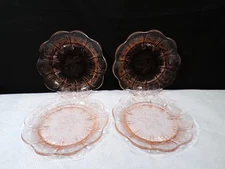 Set of 4 Jeannette Cherry Blossom Pink Depression Glass Childs Plates 5 3/4"