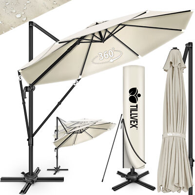 tillvex  Sonnenschirm 330 cm Ampelschirm Gartenschirm Marktschirm Alu Balkon NEU