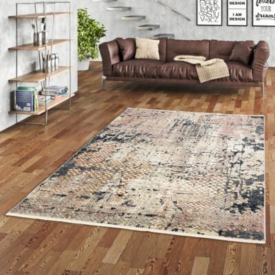 Designer Teppich Nia Vintage Blau Grau Pixel Verlauf