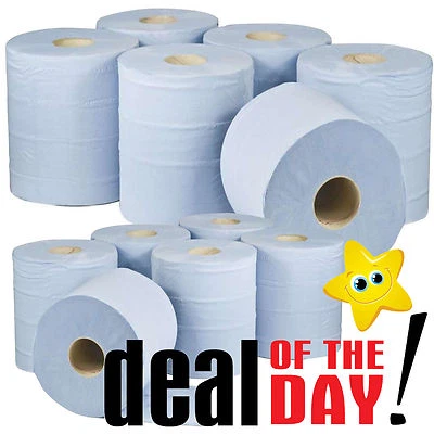STAR SUPPLIES 48 rolls(8 PACKS) x Blue Centre feed Embossed 2ply Wiper Paper Towel Centrefeed