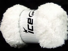 White Panda Fuzzy Plush Yarn 100 Gram, 87 Yards Ice 58810 Short Eyelash