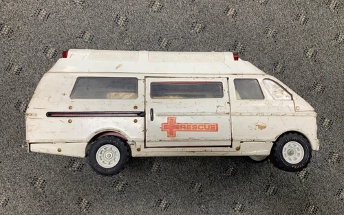 Tonka Rescue Vehicle Ambulance Vintage Van Truck with Sliding Door