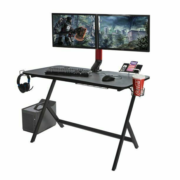 ATLANTIC FIRE STORM GAMING DESK W/ 24 MULTICOLOR LEDS AND 3 