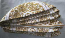 6 Pices of Kufi Men Muslim Velvet Embroidered Lined Prayer Hat, Gold Trim