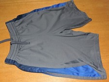 TEK GEAR GRAY/BLUE BOYS ATHLETIC SHORTS SZ S POLYESTER 2-POCKETS 8"INSEAM