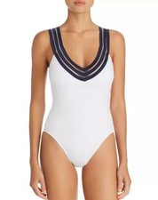 NWT Kenneth Cole V-Neck Crisscross Back One Piece Swimsuit Medium 107 pjl1022