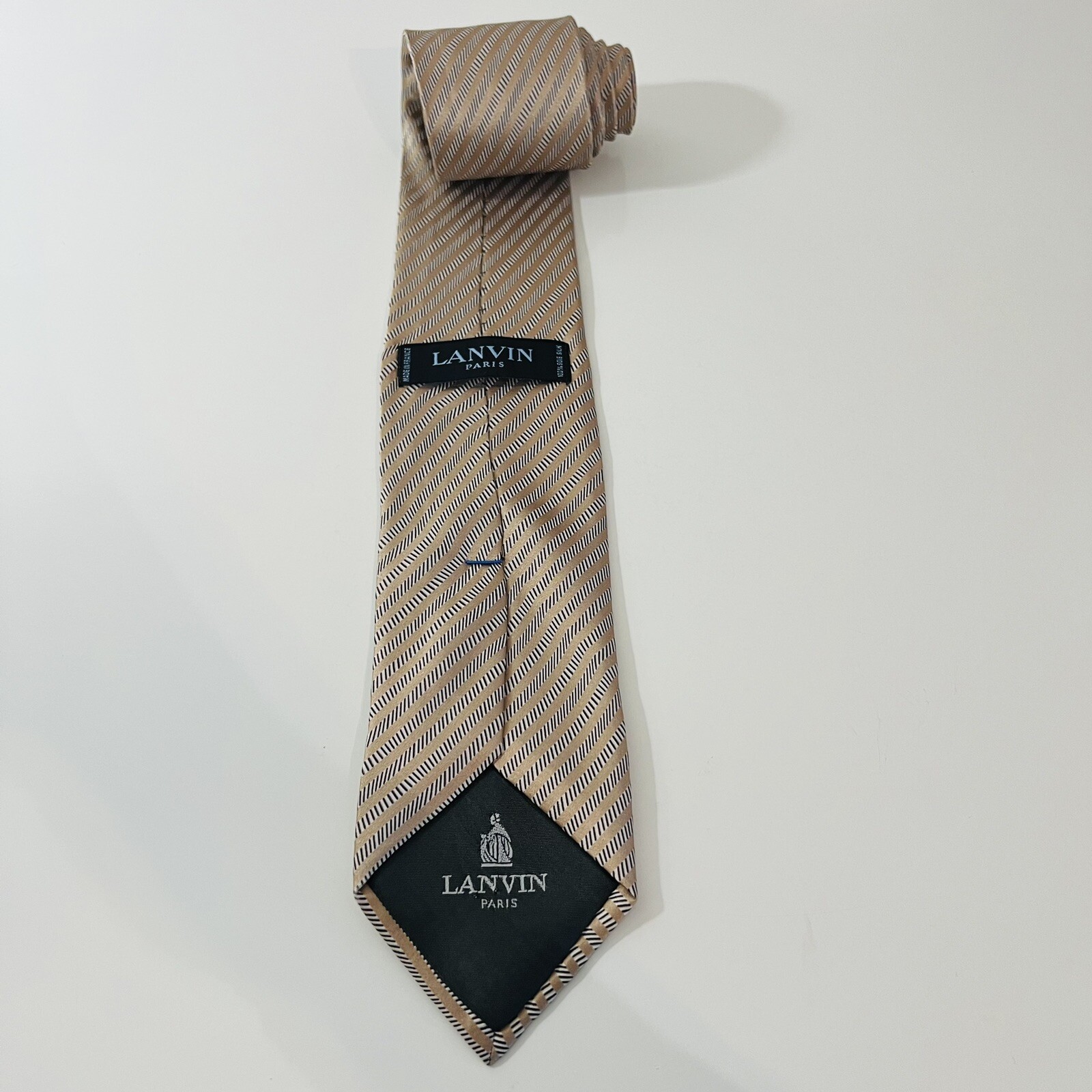 LANVIN Paris Modern/Recent Tan,Brown&Gray Striped… - image 5