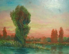 Contemporary impressionist oil painting forest landscape