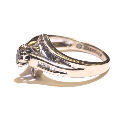 Anillo de compromiso oro blanco 14k 0,26ct DIAMANTE MARQUESA 5,2 g Estate Natural 6,25 - Imagen 3 de 6