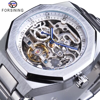 Men's Skeleton Mechanical Luminous Luxury Waterproof Octagon Shape Watch