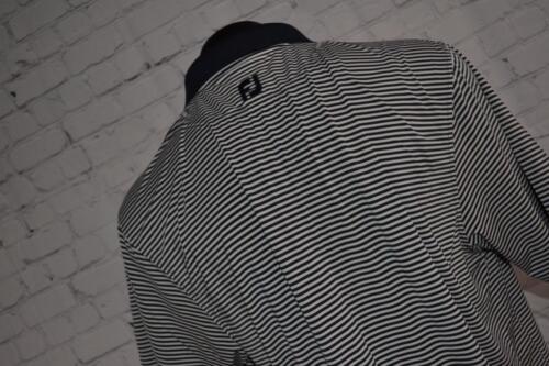 47070-a Footjoy Golf Polo Shirt Blue White Striped Size Large Mens - Picture 7 of 9