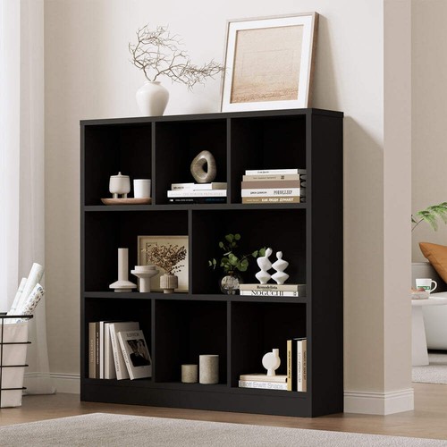 Oikiture Bookshelf Display Shelves Unit Storage Organizer Black - Picture 3 of 10