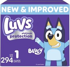 Luvs Platinum Protection Size 1 Diapers With Bluey Fun Patterns 12 Hour Leakg...
