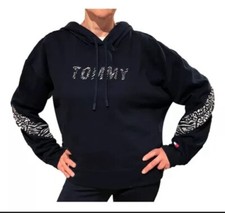 TOMMY HILFIGER SPORT HOODIE JOGGER SET ANIMAL PRINT WOMENS BLACK COLOR SIZE XS