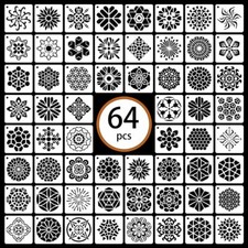 64 Pcs 3x3 Inch Mandala Painting Stencils Reusable Mandala Dotting Stencils