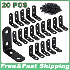 20-Pack L Bracket Corner Brace Sets Black Stainless Steel 90 Degree Right Angle