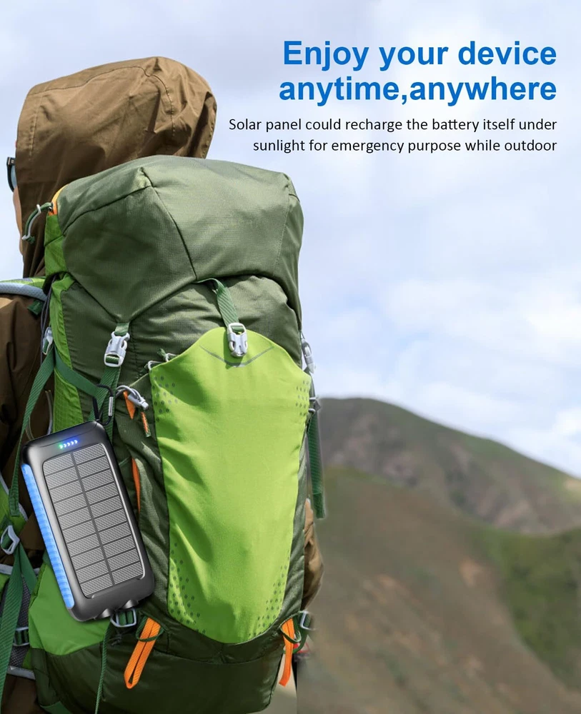 20000mAh Solar Power Bank - Portable Charger with External Battery for Outdoor Adventures  