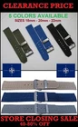 Tactical Woven Nylon Military 2 piece Canvas watch strap 18-22mm metal SS keeper