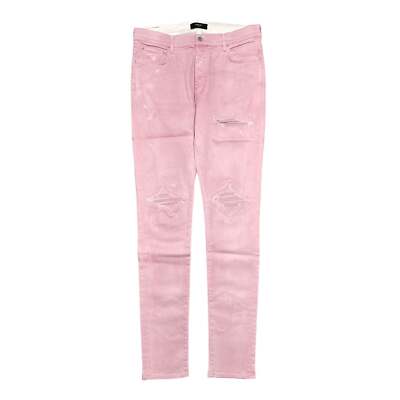 Amiri MX1 Leather Patch Sprayed Jeans Pink White | eBay