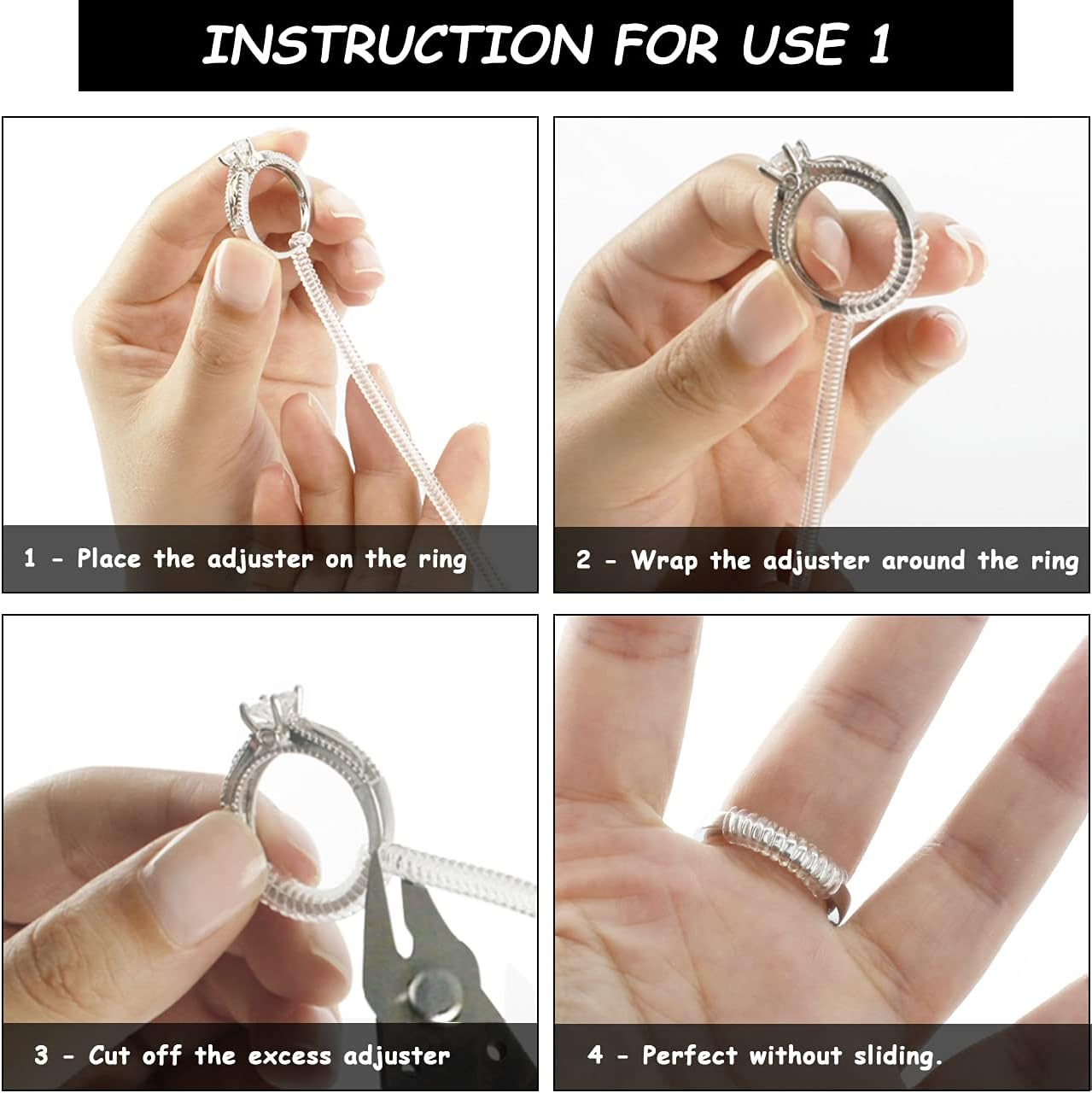 8 Stück Ring Verkleinerer Set - Unsichtbare Ringgrößen-Anpasser Für Zu Große Ringe