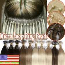 Micro Link Human Hair Extensions Micro Ring Loop Beads Tip Real Remy Human Hair