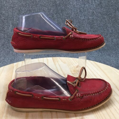 Frye Shoes Womens 8.5 M Quincy Tie Moccasins Slip On Flats 3472548 Red Leather - Picture 1 of 15
