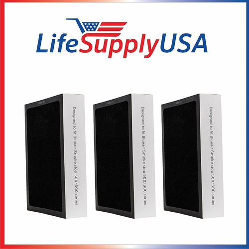 Set of 3 HEPA Carbon SmokeStop Filters fit All Blueair 500 600 Air