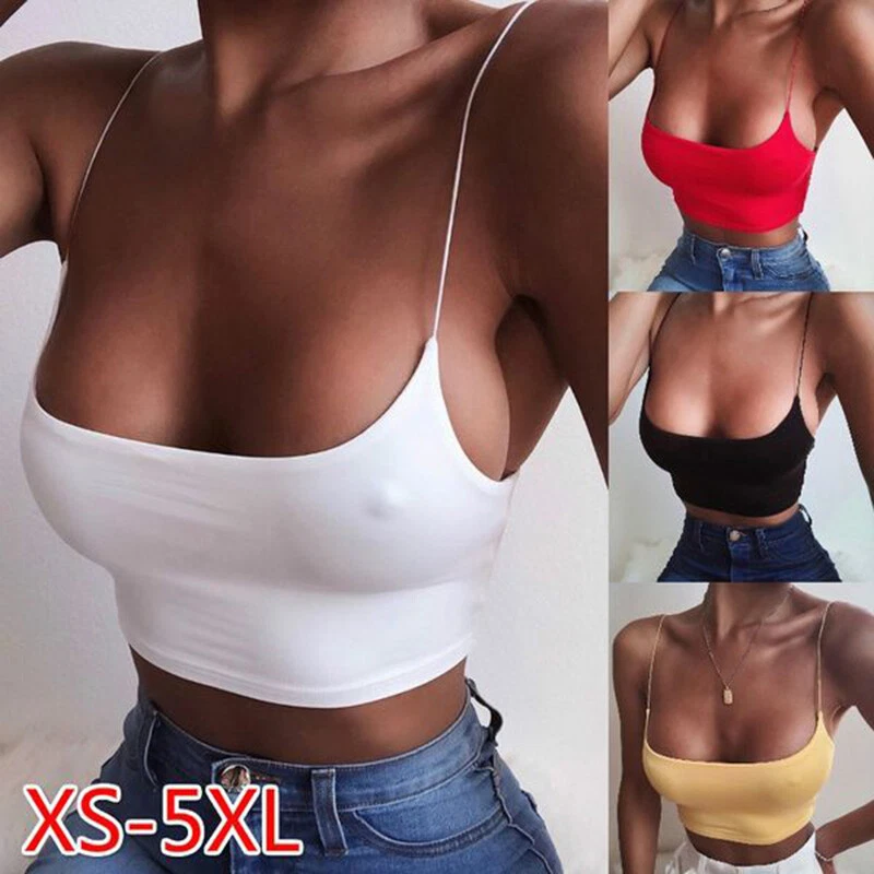 Sexy Women Crop Top Summer Strap Tank Top Elastic Shirt Sleeveless