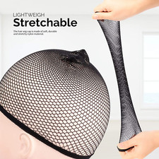 Black Hair Mesh Wig Cap Net Closed End Soft Breathable and Stretchable 6 Pieces
