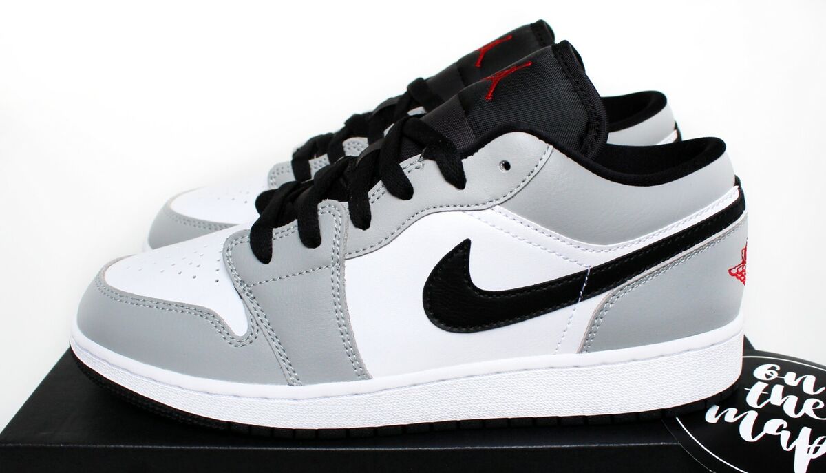 Nike Air Jordan 1 Low Light Smoke Grey Red White Black GS UK Nike Air Jordan 1 Low Light Smoke Grey Red White Black GS UK