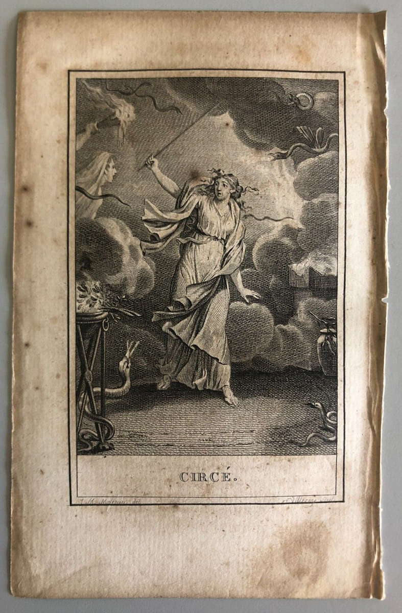 Antica incisione Jean-Michel Moreau le Jeune Villerey Circe