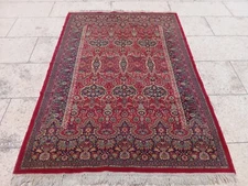 Traditional Vintage Red & Black Wool Handmade Oriental Rug 163 X 235 cm Carpet