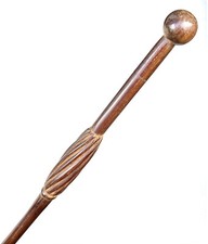Vintage Antique Natural Hardwood Shaft Swagger Ball Top Knob Walking Stick Cane