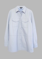 Baukjen Fran Light Blue Leather Shacket Jacket | Uk 10 | Rrp £449
