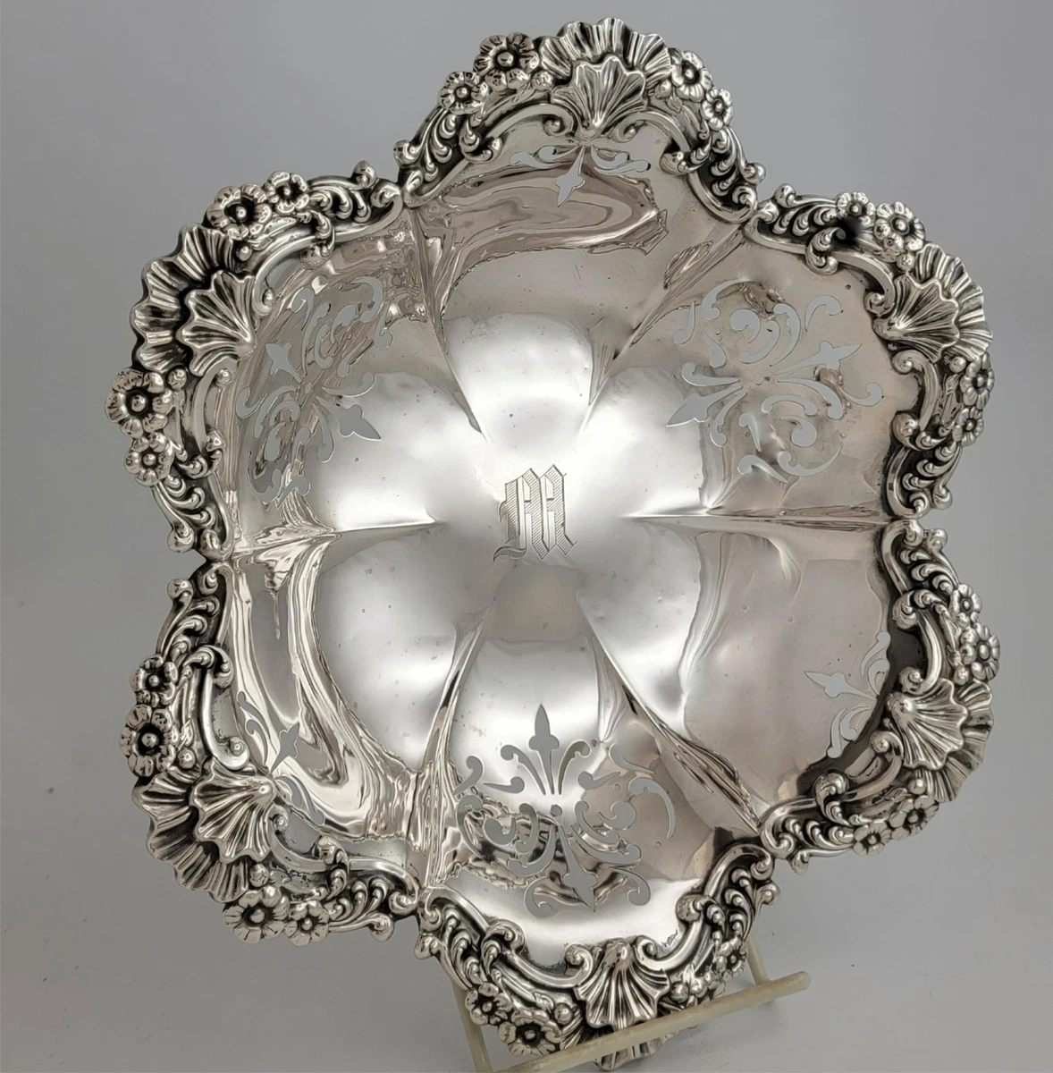 Durgin Sterling Silver Bowl Reticulated and Acanthus Design