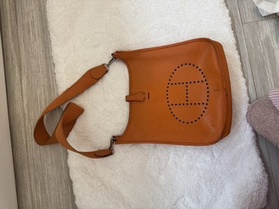 Hermes Taurillon Clemence Evelyne III PM Orange Shoulder Bag Messenger