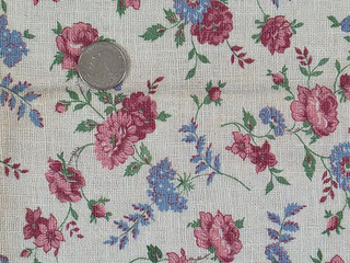 Antique Feed Sack Bag Pink Blue Floral 36" x 21" Vintage