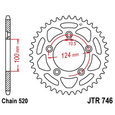 JT SPROCKETS Corona 746 steel 44 dientes compatible con DUCATI SCRAMBLER 800