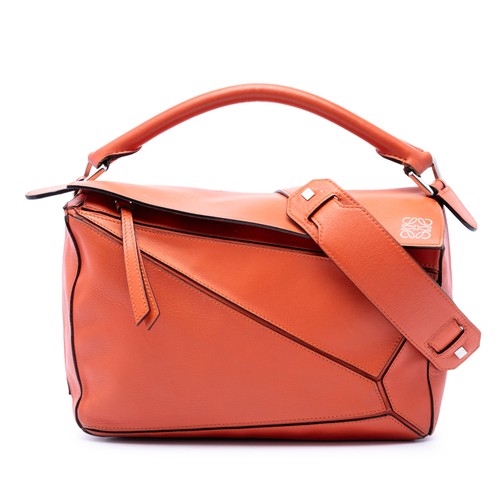 LOEWE Medium Calfskin Puzzle Satchel Pre-Loved Dark Orange