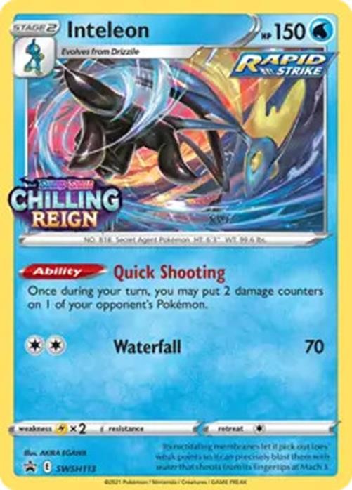 Inteleon - SWSH113 - Pokemon Sword & Shield Promo PreRelease Holo Rare Card NM