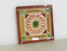 Victorian Ceramic Tile Floral Flowers Leaf Old Antique Art Nouveau Vintage