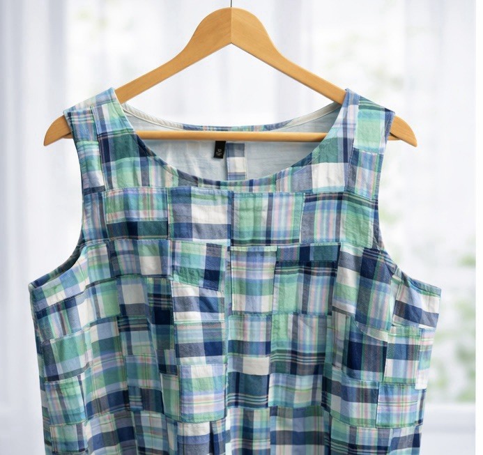 Talbots Madras Plaid Patchwork Back Button Sleeve… - image 4