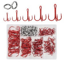 200 Pack Fishing Treble Hooks Kit High Carbon Steel Hooks Strong Sharp Round Ben
